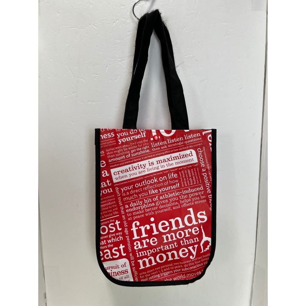 Lululemon Small Reusable Tote Bag Red Black Manifesto Print Shopping Bag GOOD